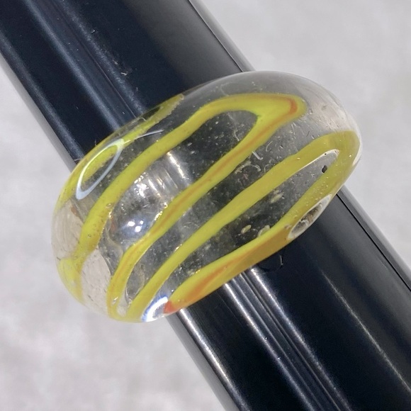 Vintage Art Glass Handmade Yellow Orange Band Ring - Picture 11 of 12